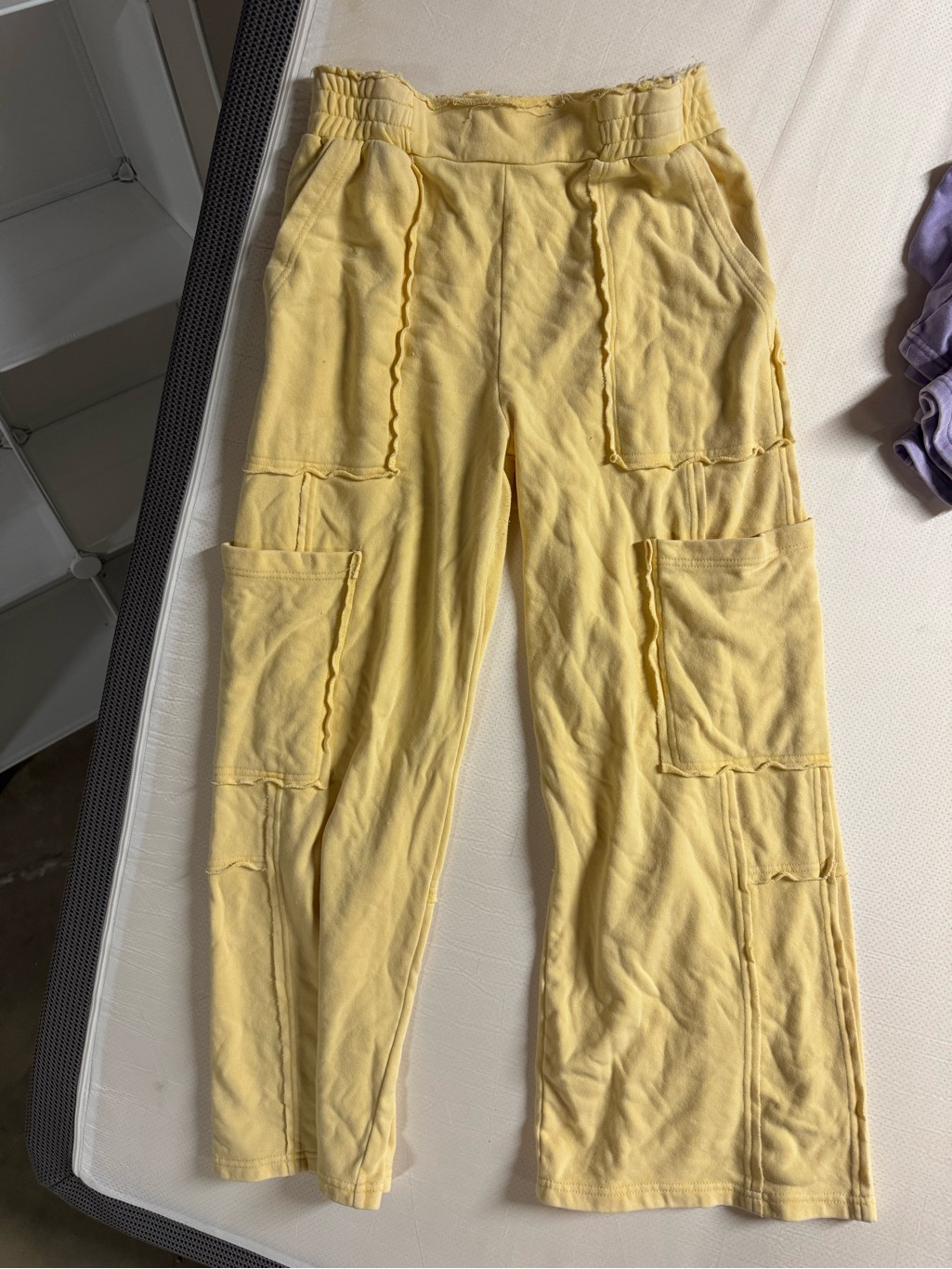 Soft Yellow Wide Leg Cargo Pants
